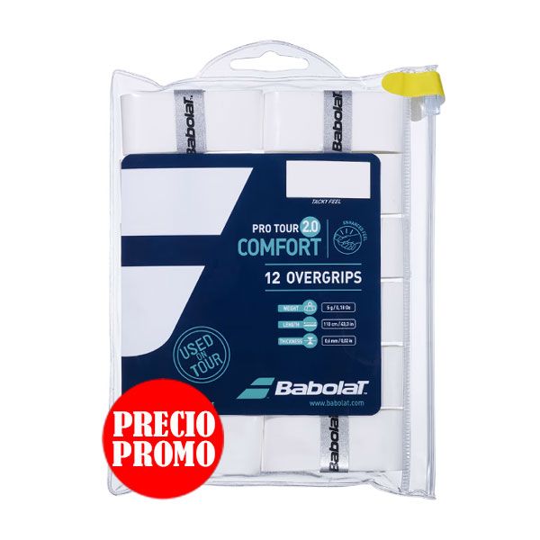 BLISTER PROTOUR COMFORT 2.0 X12 SOBREGRIPS BLANCO BABOLAT