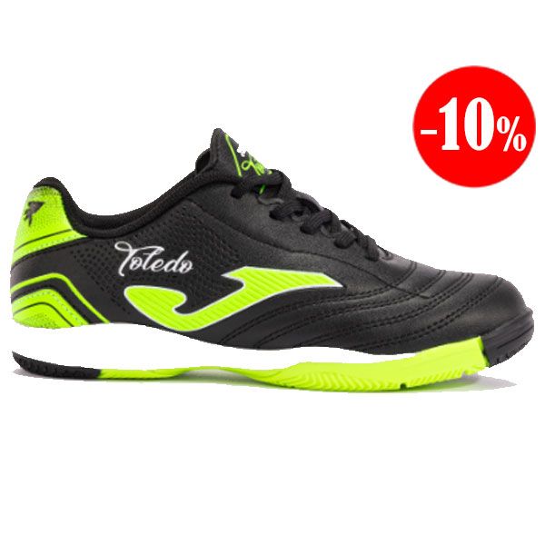 ZAPATILLAS TOLEDO 2491 NEGRO-VERDE-FLUOR INDOOR JOMA