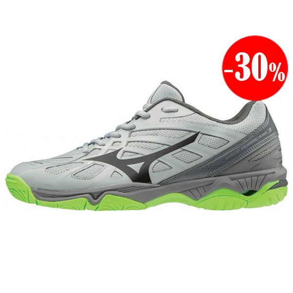 ZAPATILLAS WAVE HURRICANE 3 GRIS-VERDE MIZUNO