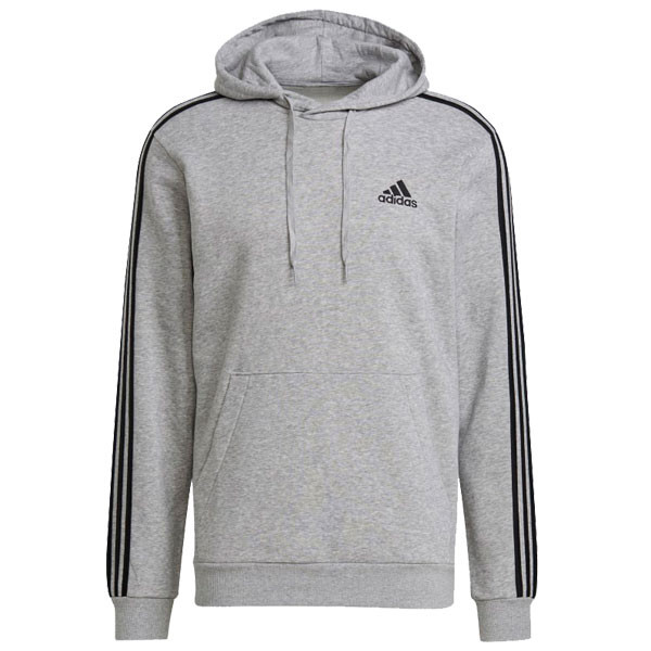 SUDADERA ESSENTIAL 3 RAYAS CON CAPUCHA GRIS ADIDAS