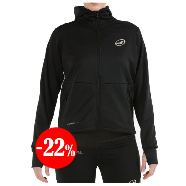 SUDADERA ABADA CON CREMALLERA Y CAPUCHA NEGRO BULLPADEL