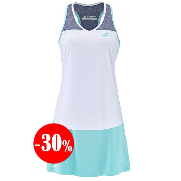 CONJUNTO CAMISETA TIRANTES + FALDA PLAY 2023 BLANCO-TURQUESA BABOLAT