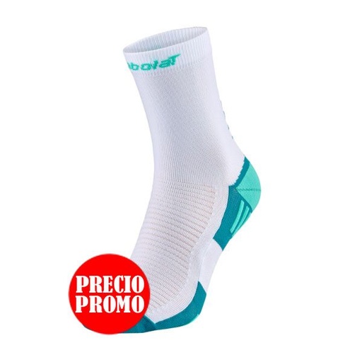 CALCETÍN MID CALF BLANCO-VERDE BABOLAT