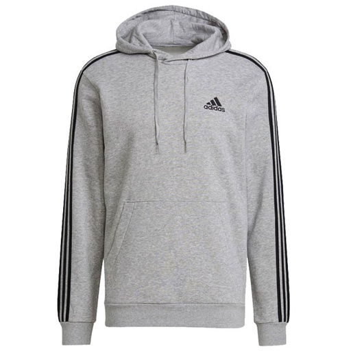 [GK9084] SUDADERA ESSENTIAL 3 RAYAS CON CAPUCHA GRIS ADIDAS
