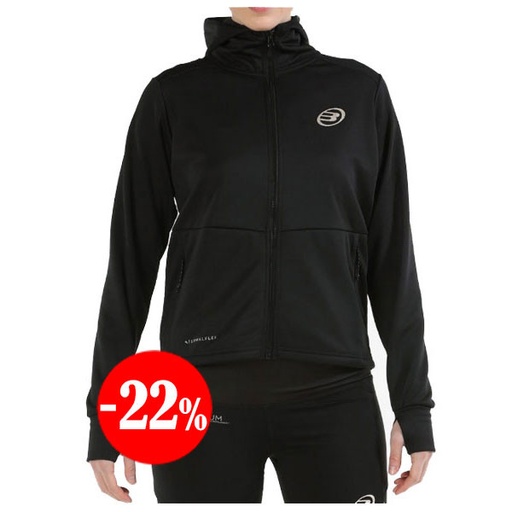 SUDADERA ABADA CON CREMALLERA Y CAPUCHA NEGRO BULLPADEL