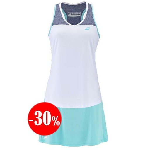 CONJUNTO CAMISETA TIRANTES + FALDA PLAY 2023 BLANCO-TURQUESA BABOLAT