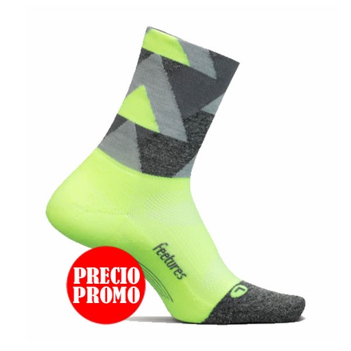 [E907584 PLI] CALCETÍN ELITE LIGHT MINICREW FLUOR-GRIS FEETURES