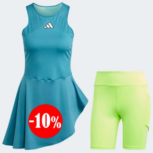 [IJ0481] VESTIDO AEROREADY PRO CON PANTALÓN VERDE-LIMA ADIDAS