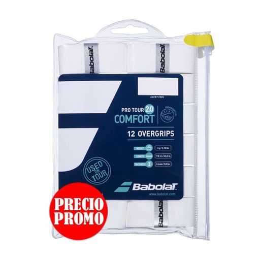 [654014-101] BLISTER PROTOUR COMFORT 2.0 X12 SOBREGRIPS BLANCO BABOLAT